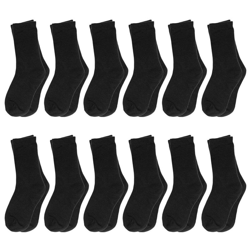 Falari 12-Pack Boy Toddler Kids Cotton Crew Socks 6-8 Black - Image 1